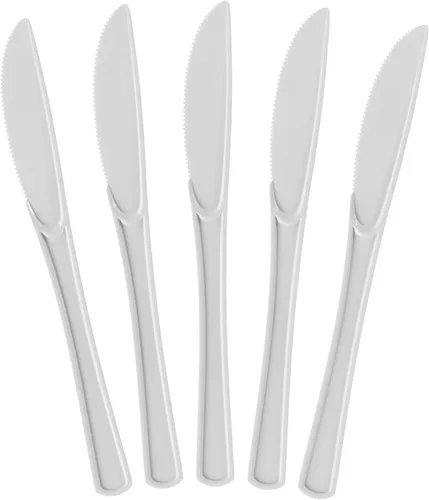 Miniatura 24 de Exquisite Cuchillos desechables de plástico azul claro, 100 piezas, cubiertos desechables de plástico azul claro resistente, cubiertos desechables