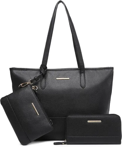 3 bolsos y bolsos de mano para mujer, bolso cruzado grande de piel sintética con asa superior, bolso de hombro con cartera