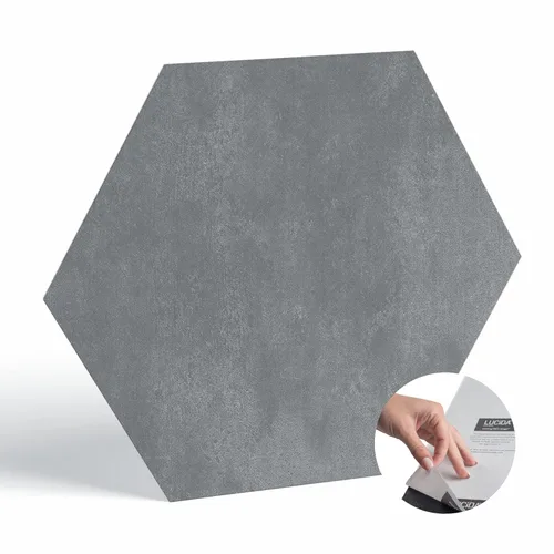 Lucida Surfaces BaseCore HEX - Suelo hexagonal de vinilo gris, 5.75 pulgadas, autoadhesivo, texturizado, moderno, azulejos de despegar y pegar,