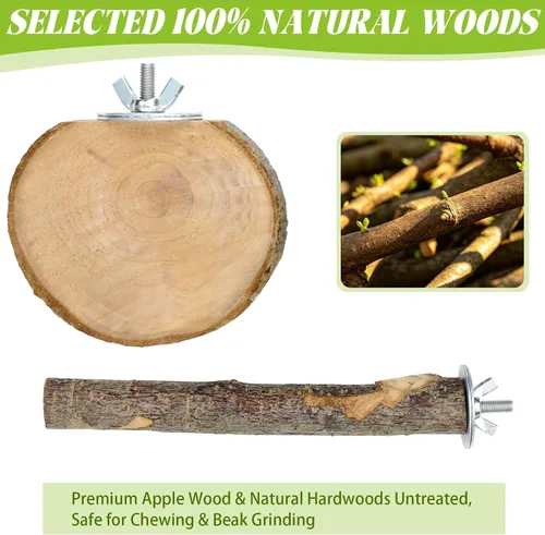 Miniatura 2 de 8 Piezas de Perchas de Aves Naturales de Madera para Jaula, Soporte y Plataforma de Perca para Loros, Accesorios para Jaula de Pájaros