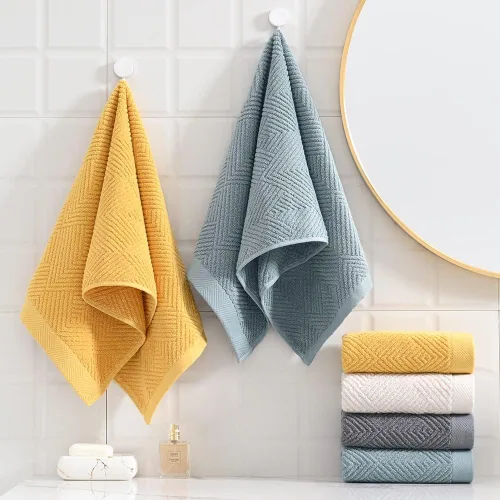 Miniatura 7 de sense gnosis Toalla de mano a rayas de espiga gris de primera calidad, 100% algodón, ultra suave, altamente absorbente, juego de 2 toallas de mano