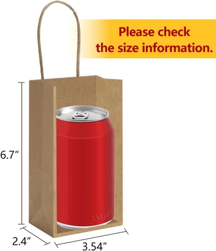 Miniatura 2 de BagDream Paquete de 50 bolsas pequeñas de papel kraft de 3.5 x 2.4 x 6.7 pulgadas con asas, mini bolsas de regalo de fiesta, bolsas de dulces, bolsa