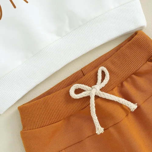 Miniatura 185 de Adobabirl Conjunto de sudadera y pantalones de Halloween para bebé, sudadera y pantalones con parche de calabaza para Halloween, otoño, ropa de bebé