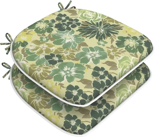 Miniatura 22 de DYTXIII Juego de 2 cojines para sillas de exterior con lazos, almohadillas repelentes al agua para sillas de patio de 17 x 16 pulgadas para muebles