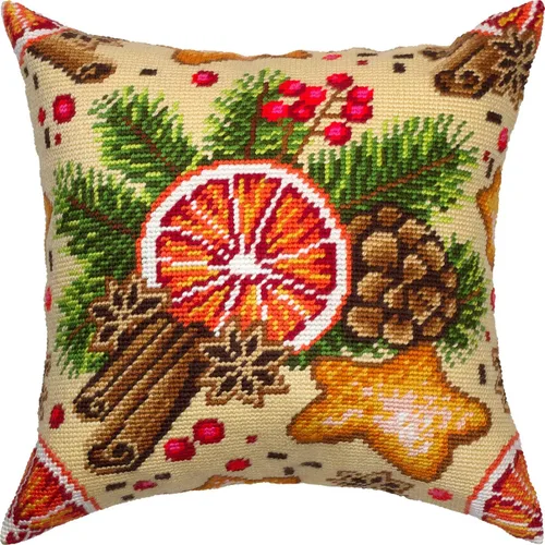 Brvsk Kit de punto de cruz estampado navideño para adultos y principiantes — Vino caliente de 16 x 16 pulgadas con diseño impreso claro y preciso en