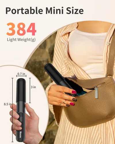 Miniatura 3 de Plancha de pelo inalámbrica, mini plancha plana portátil de viaje para flequillo, pelo corto, rizador recargable y rizador 2 en 1, negro