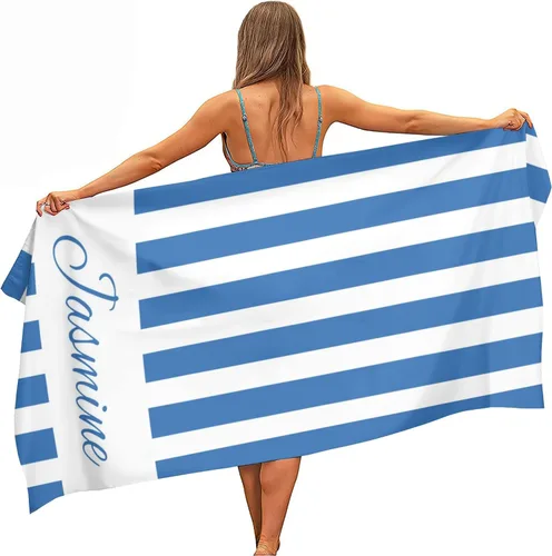 Miniatura 15 de Toallas de playa personalizadas para niños y adultos, toallas de playa a rayas personalizadas con nombre, toallas de microfibra sin arena