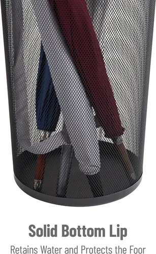 Miniatura 4 de Mind Reader Soporte para paraguas, organizadores de almacenamiento multiusos para oficina y entrada, malla metálica, juego de 2, color negro