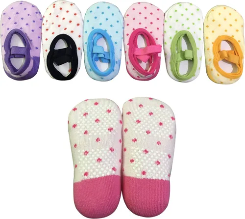Miniatura 8 de Monochef Calcetines para bebé niña de regalo: 6 pares de calcetines Mary Jane con agarre antideslizante para 12-30 meses