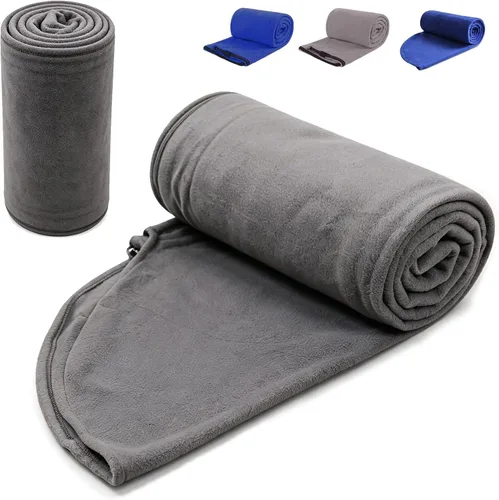 REDCAMP Forro polar para saco de dormir con capucha para adultos, clima cálido o frío, manta de campamento larga con cremallera de tamaño Gris