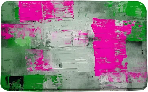 Miniatura 10 de Tapete de baño azul, gris y naranja, azul quemado, naranja y gris, pintura abstracta de pinceladas, arte moderno, decoración de baño, tapete