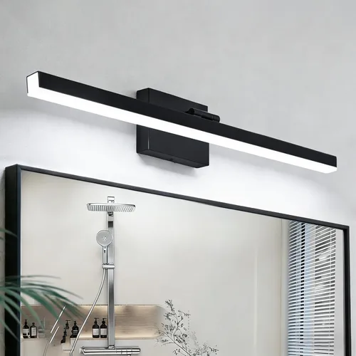 Miniatura 16 de IZORRO Moderna lámpara de tocador de baño de 16 pulgadas, giratoria, 12 W, regulable, lámpara LED sobre el espejo, barra de luz negra para tocador