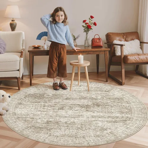 Miniatura 172 de Alfombra de pasillo Soalmost 2'6" x 10' lavable, alfombra antideslizante para cocina, baño, lavandería, alfombras vintage ultra delgadas para Beige