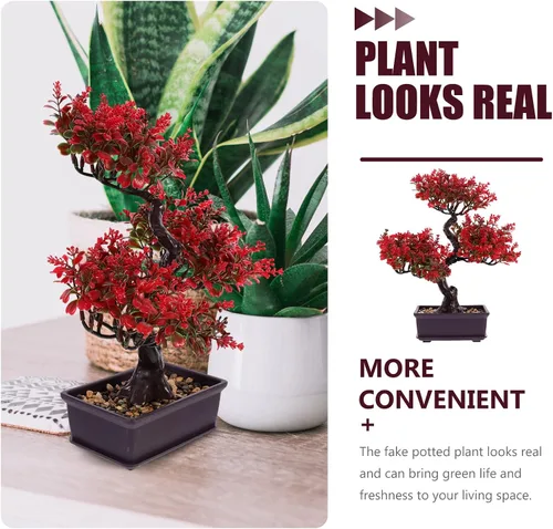 Miniatura 6 de Árbol bonsái artificial, árbol bonsái falso realista, plantas falsas de interior, planta sintética en maceta, planta bonsái de pino japonés, planta