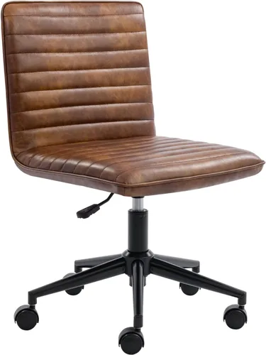 Miniatura 6 de Furnimart Silla de escritorio de oficina sin brazos, silla de tareas, silla de trabajo tapizada de piel sintética, silla de escritorio