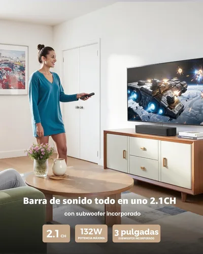 Miniatura 2 de ULTIMEA Barra de sonido envolvente de 2.1 canales para TV, subwoofer integrado, potencia máxima de 132 W, control de aplicaciones, barra de sonido