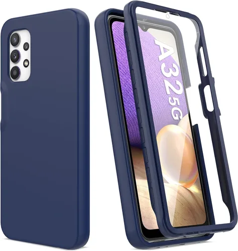 Funda para Samsung Galaxy A32 5G con protector de pantalla integrado, protección de cuerpo completo a prueba de golpes, [parachoques frontal de PC