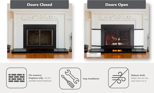 Miniatura 3 de Puerta Pleasant Hearth AN-1010 Alpine de vidrio para chimenea. Color negro, AN-1012