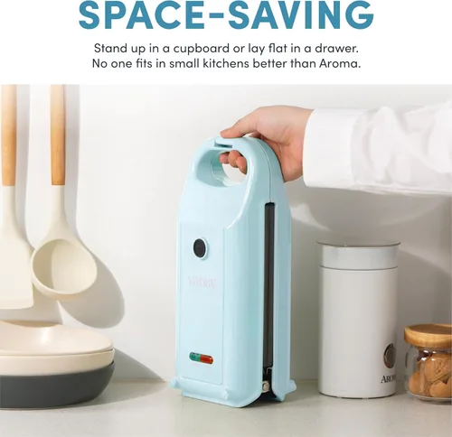 Miniatura 5 de AROMA Máquina de gofres intercambiable y abatible con platos extraíbles: prensa Panini 3 en 1, mini máquina de donas y plancha para gofres
