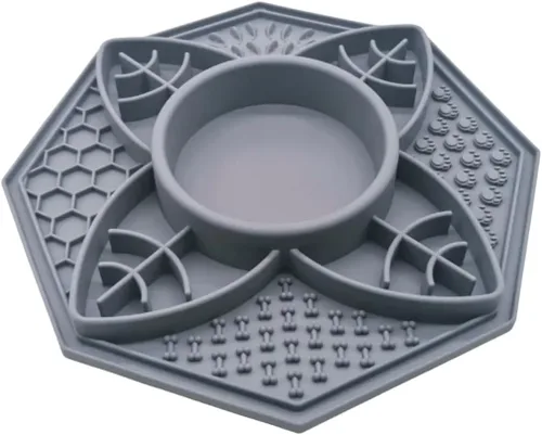 Miniatura 5 de Tazón de comedero lento con mandala, tapete para lamer para perros y gatos con ventosas, de silicona, con mandala, alimentador lento, cuenco