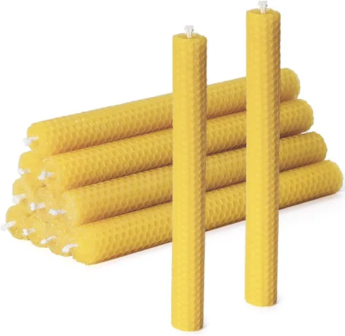 Miniatura 12 de DEYBBY Juego de 6 velas enrolladas de cera de abeja natural, velas de cera de abejas amarillas de 8 pulgadas para decoración de habitación, cena