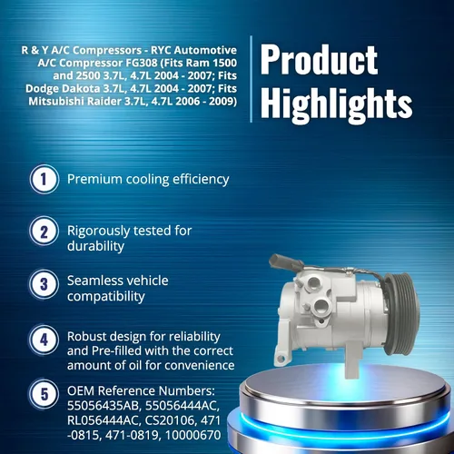 Miniatura 3 de Compresores de A/C R & Y - Compresor de aire acondicionado automotriz RYC FG308