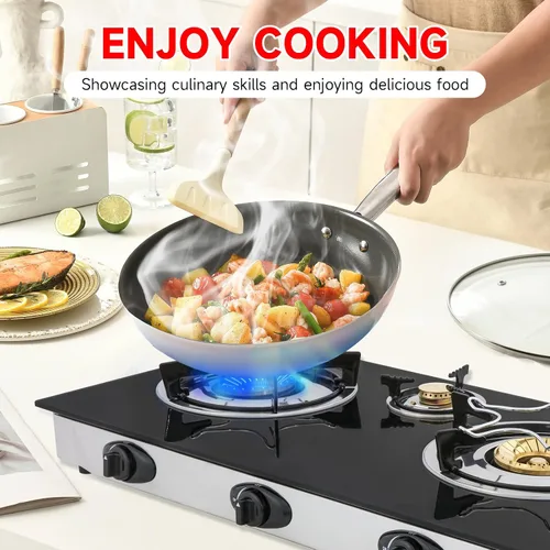 Miniatura 5 de Cocina de gas propano, estufa de gas de 3 quemadores portátil, vidrio templado de 0.28 pulgadas, encendido automático, 3 quemadores GLP para RV