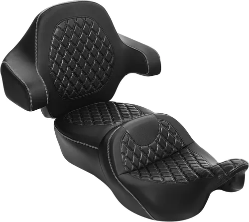Miniatura 31 de C.C. RIDER Asiento de conductor, piloto y pasajero de una pieza con diamante, asiento de 2 plazas para Harley Touring Road King FLHR, Street Glide