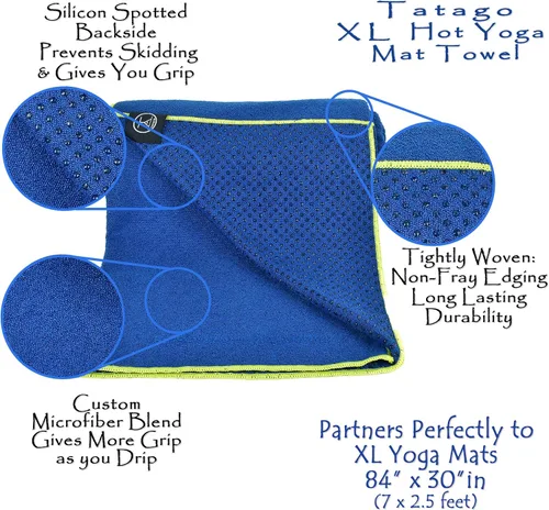 Miniatura 4 de Tatago Toalla antideslizante para esterilla de yoga caliente (esterillas de 72 a 84 pulgadas). Nuestra toalla de yoga caliente antideslizante