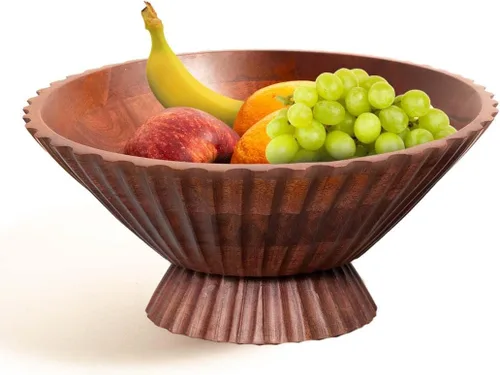 Miniatura 11 de Folkulture Frutero de madera para encimera de cocina Cesta grande de frutas de plátano ecológica de 12 pulgadas para cocina Tazón de madera
