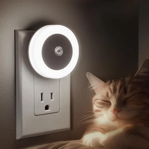 Miniatura 9 de Luces nocturnas enchufables, paquete de 2, luz nocturna LED con sensor para niños, bebé, baño, escalera, pasillo, color blanco frío