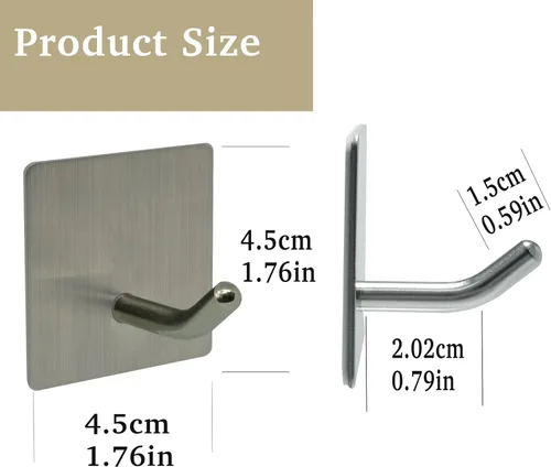 Miniatura 7 de Ganchos autoadhesivos, ganchos de pared de acero inoxidable resistentes, ganchos para toallas para colgar batas, duchas, abrigos y sombreros