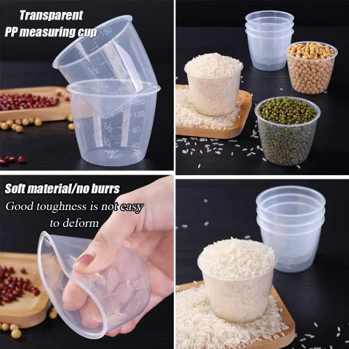 Miniatura 7 de AKOAK Taza medidora de arroz transparente de plástico, taza medidora de olla arrocera de 5.4 fl oz, taza medidora de arroz de doble escala