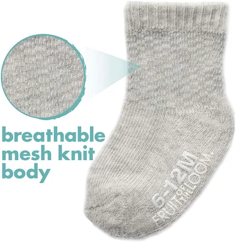 Miniatura 3 de Fruit of the Loom Paquete de 6 calcetines para bebé para todo tipo de clima, malla y elásticos térmicos, unisex, niñas, niños