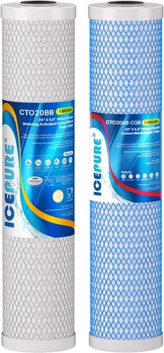 Miniatura 13 de ICEPURE 1 Micrón 50.8 cm x 11.4 cm Cartucho de filtro de agua de carbón activado de cáscara de coco CTO para toda la casa, reemplazo para FC25B