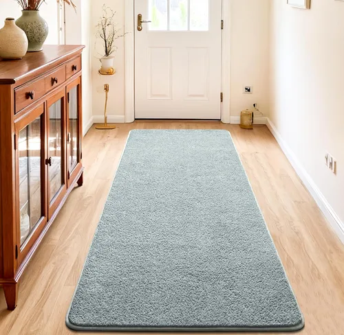 Chicrug Alfombras Corredoras Minimalistas Lavables de 2 x 6 pies para Dormitorio, Pasillo, Moderna Alfombra de Espuma Viscoelástica Suave para Gris