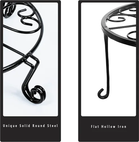 Miniatura 3 de NSYOOMH Paquete de 2 soportes de metal negro inoxidable de 10 pulgadas y 12 pulgadas para plantas resistentes al aire libre en interiores, soporte
