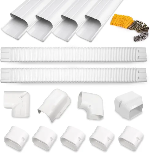 Miniatura 9 de Kit de cubierta de línea de PVC de 3 pulgadas y 10 pies para acondicionadores de aire mini split sin conductos, cubierta de línea delgada de PVC