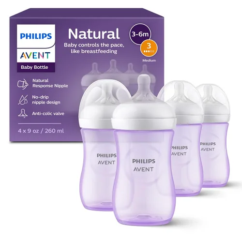 Miniatura 25 de Philips Avent - Biberón natural con boquilla de respuesta natural, rosa, 9 onzas, paquete de 4, SCY903/14