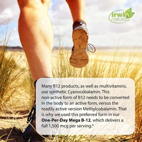 Miniatura 3 de Irwin Naturals Vitamina de metilcobalamina de alta potencia Mega B-12 de 1,500 mcg, absorción rápida y mejorada con MCT + ginseng asiático, impulso