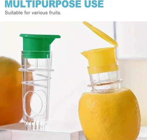 Miniatura 4 de CoguZed Paquete de 2 exprimidores manuales de limón y lima, mini exprimidor portátil de cítricos con tapa para extracción de jugo fresco
