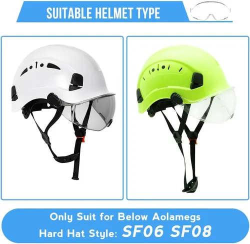 Miniatura 8 de AOLAMEGS Accesorios para casco duro, visera transparente, material de PC, casco de seguridad, reemplazo de gafas EN 166, aprobado lente Visera