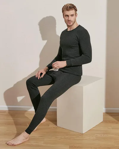 Miniatura 5 de LAPASA Conjunto de ropa interior térmica ultra pesada para hombre, capa base de forro polar con forro polar largo M63, Negro