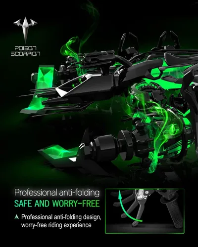Miniatura 5 de POISON SCORPION Palancas de freno y embrague negras pivotantes para bicicleta de cross compatibles con KX65 00-25 / KX85 01-25 / KX100 01-21 / KX125