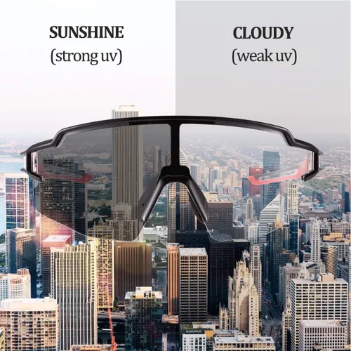 Miniatura 4 de ROCKBROS Gafas de sol deportivas fotocromáticas para hombres y mujeres, protección UV para ciclismo Negro rojo