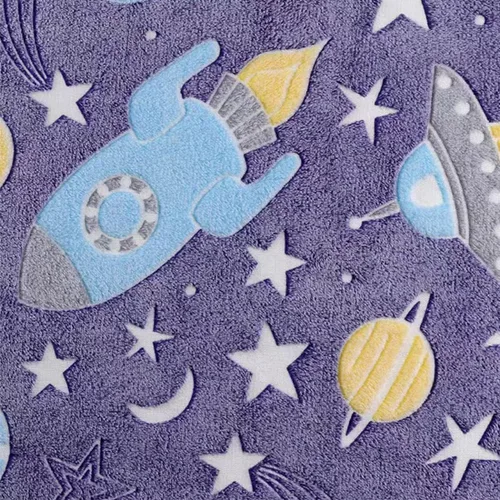 Miniatura 4 de Manta de cohete que brilla en la oscuridad, manta espacial de nave espacial luminosa, luna y estrellas, regalos para niños pequeños y niñas