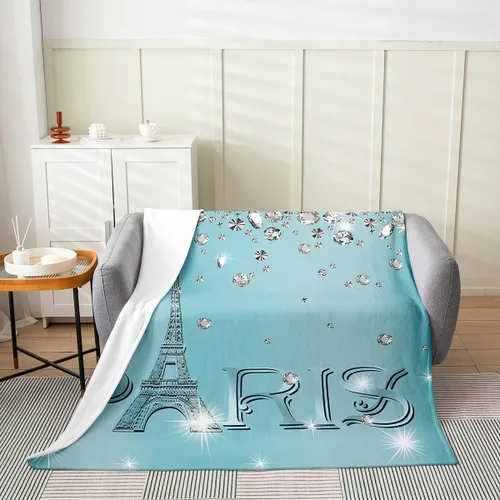 Miniatura 2 de Erosebridal Manta romántica de la Torre Eiffel de 40 x 50 pulgadas, manta romántica de vellón de la torre de París para adolescentes y adultos