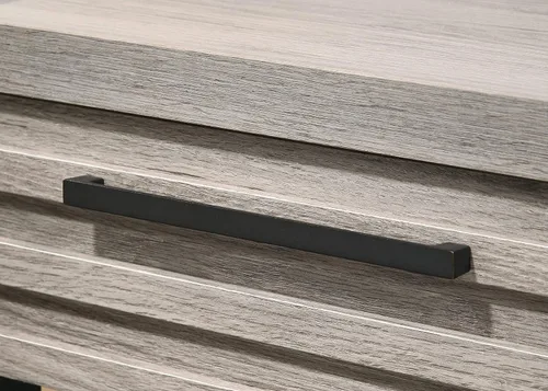 Miniatura 4 de Roundhill Furniture Alvear Mesita de noche contemporánea de madera con base de metal, gris desgastado