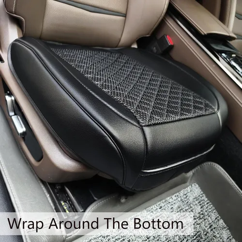 Miniatura 5 de Suninbox Fundas de cuero para asiento de automóvil, solo para asiento delantero, alfombrilla de cojín negra para asiento de automóvil, ventilada