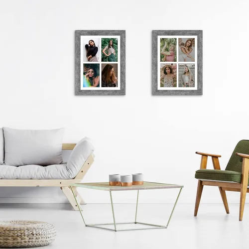 Miniatura 524 de Marcos de Fotos Collage de 13.5X15.5 con 7 Aberturas para Fotos de 4X6, Marco de Fotos Múltiples con Paspartú para Decoración de Pared, Grano